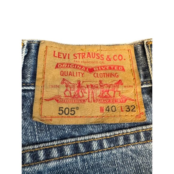 Levis 505 Regular Fit Jeans Mens W40 L32 Blue Denim Straight Leg - Picture 5 of 6